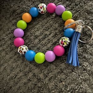 Colorful Beaded Keychain Bracelet handmade